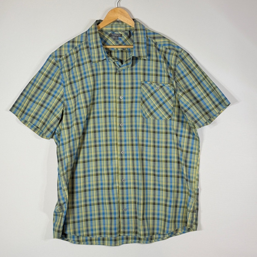 Toad&Co Mens XXL Shirt Green‎ Plaid Button Up Campy Travel Outdoors Gorpcore